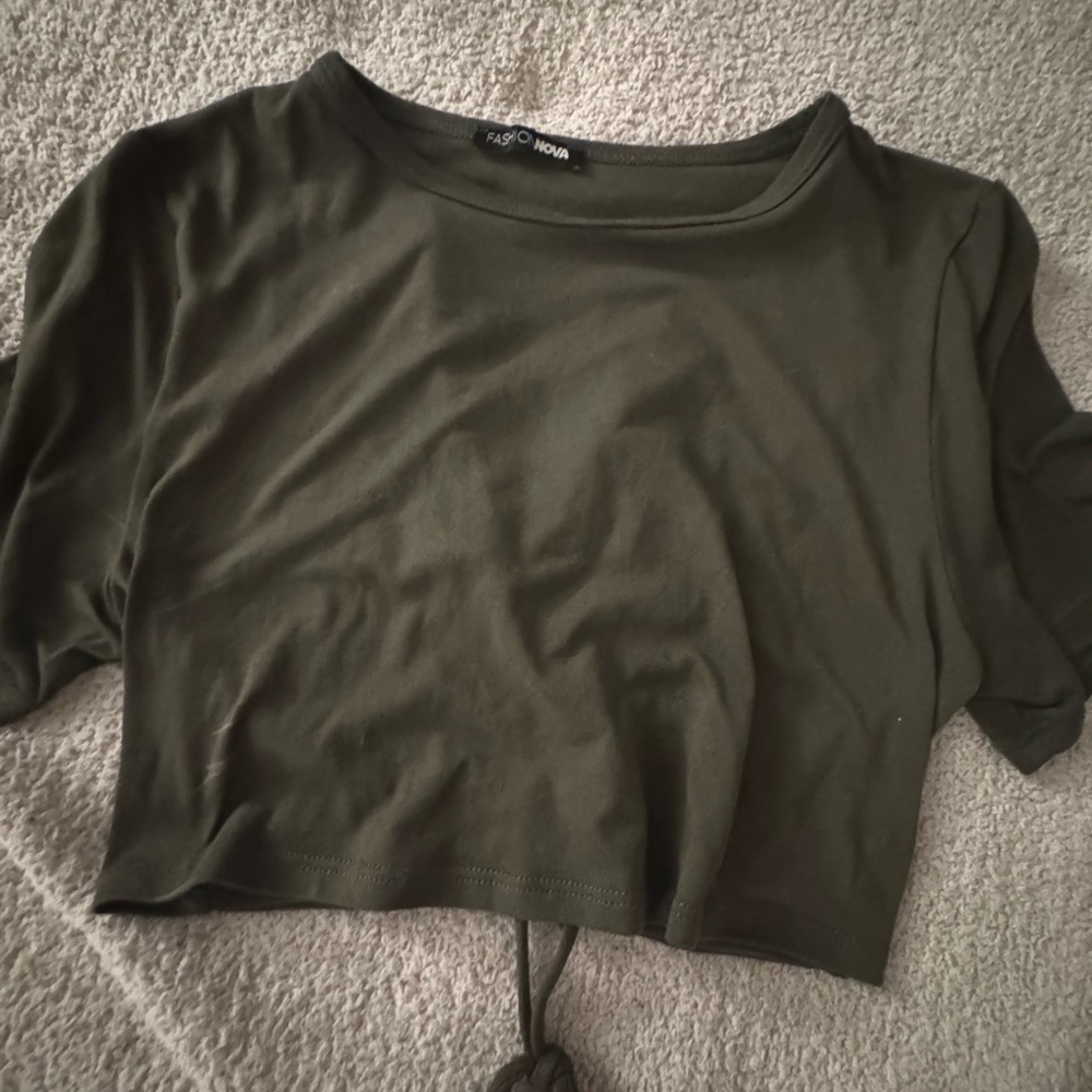 Fashion Nova Olive Green Crop Top